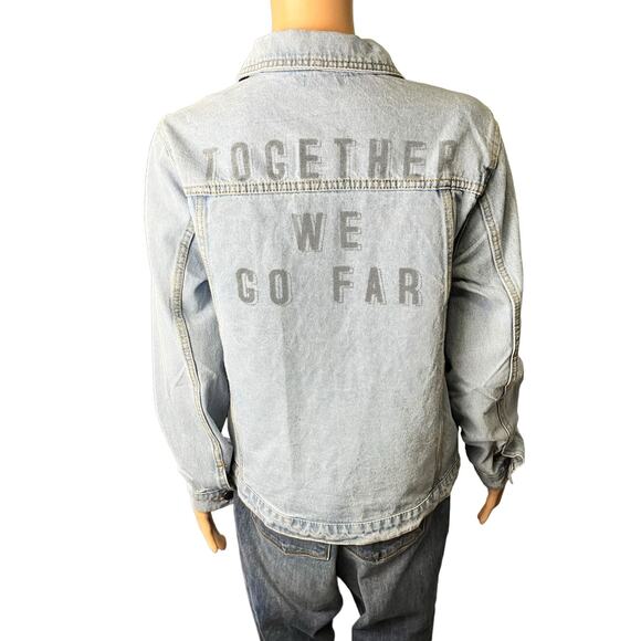 New With Tags Peloton Cotton Jean Jacket Small “Together We Go Far” Spellout - Picture 5 of 7